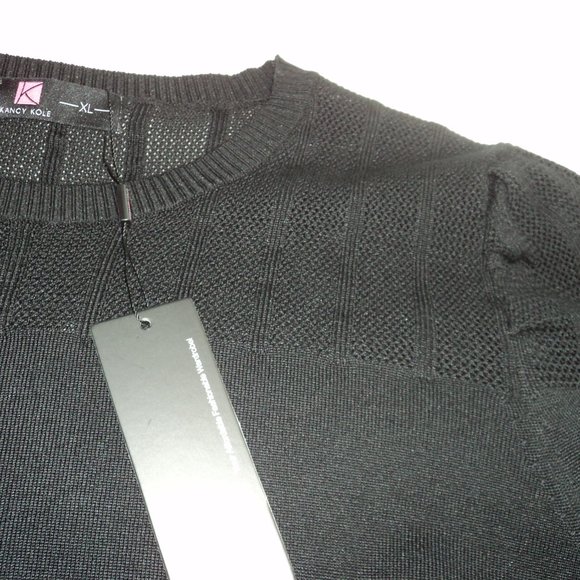Women's Black SS Crew Neck Sweater Mesh Top Portion **NWT* - Picture 5 of 6